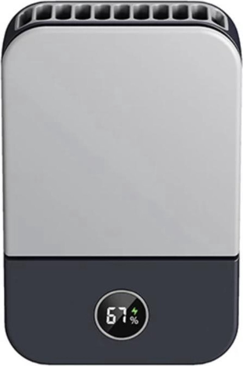 Nekventilator — Krachtige draagbare USB-ventilator | Miniventilator | Bureauventilator | Draagbare ventilator | Nekventilator met digitaal display (Blauw)