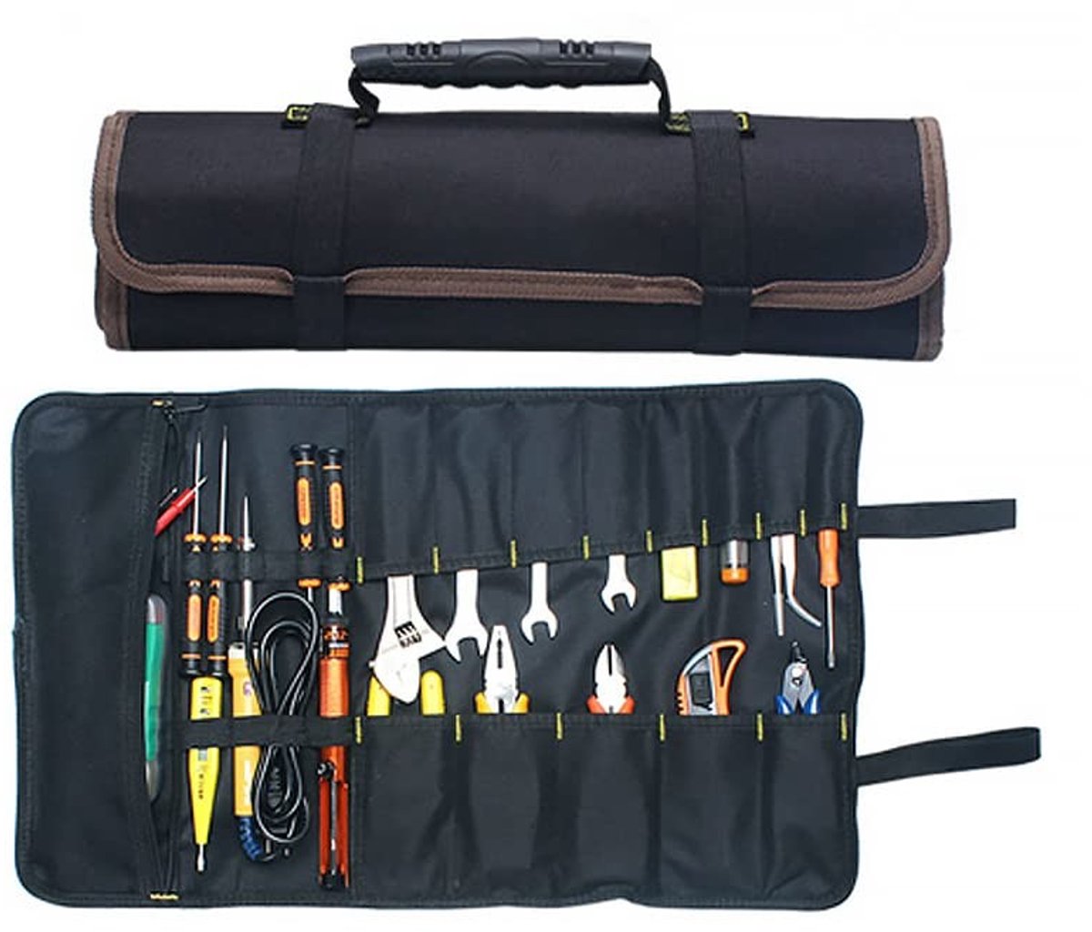 Dailygoods - Dailygoody - Portable Tool Bag - 22 Compartimenten - Duurzaam en Waterbestendig - Zwart - Ideaal voor Klussen en Ambachtslieden - Handzaam en Praktisc