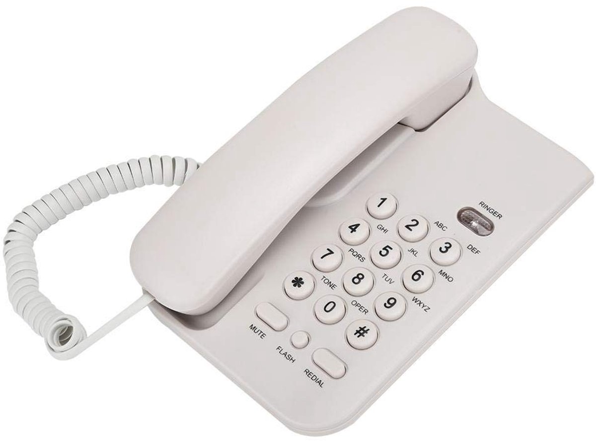 Dailygoods - Dailygoody - Draadtelefoon - Handsfree Vaste Telefoon - Grote Knop - Wit - Ideaal voor Hotel of Thuis - Eenvoudig in Gebruik - Compact Formaat