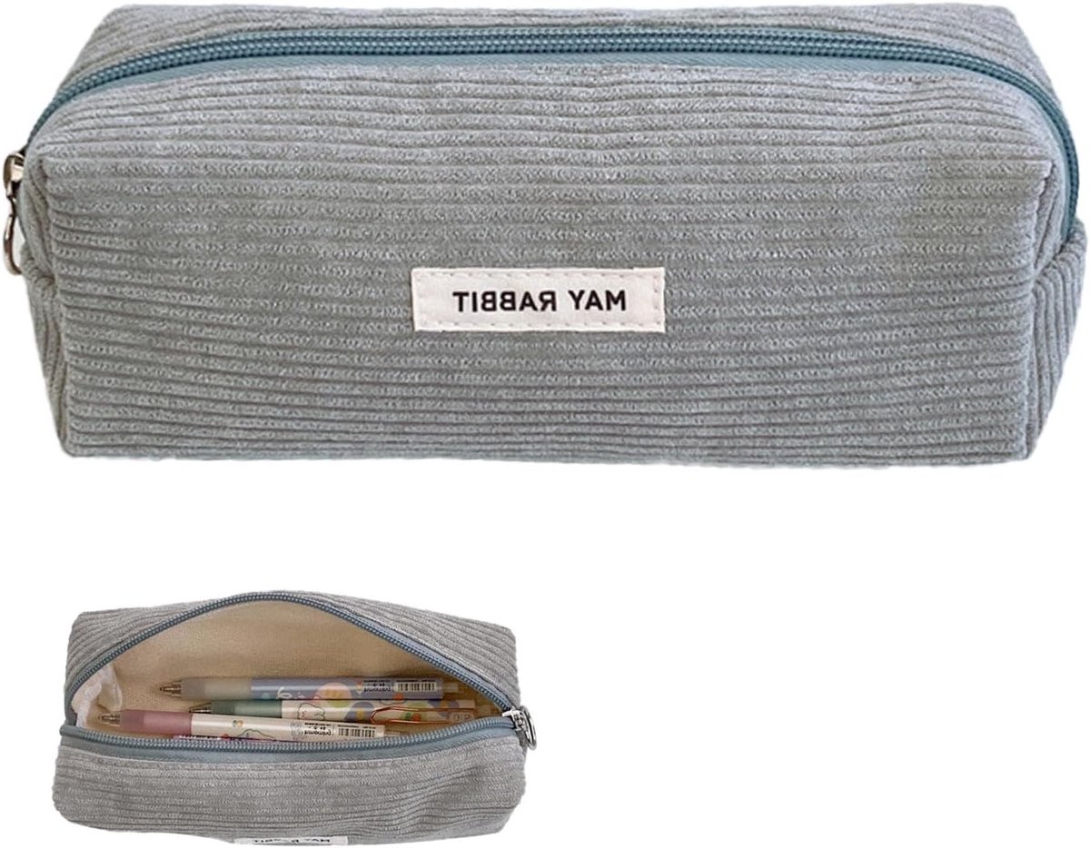 Katoenen Pennenbak in Beige en Grijs, Stijlvolle Etui voor School en Kantoor, Hoogwaardige Aesthetic Accessoire voor Studenten