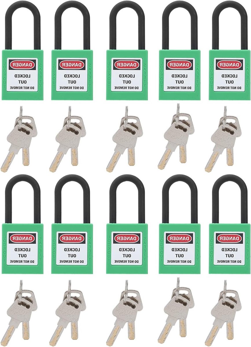 Set van 10 Lockout Tagout Labels voor Veiligheid op Bouwplaatsen, Ziekenhuizen en Industrieën
