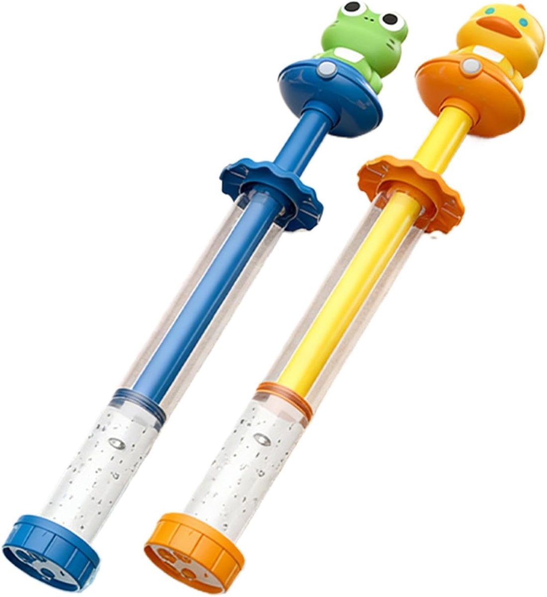 Waterpistolen voor kinderen – 2-pack – 4 standen – Leuk waterspeelgoed voor zomerse pret in de achtertuin, in het park, op feestjes, op reis, tijdens vakanties en voor zomerplezier (Geel + Groen)