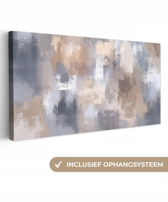 Tableau sur toile 40x20 cm - Décoration murale exclusive Coups de pinceau - Peinture - Beige - Décoration murale salon - Décoration chambre - Accessoires de chambre - Tableaux sur toile