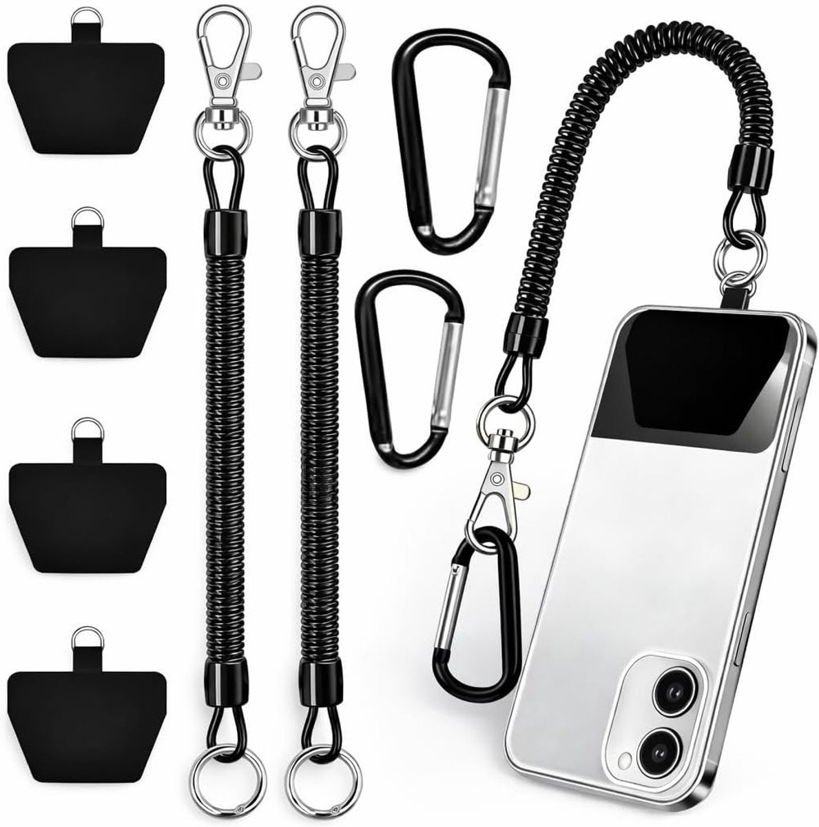 2-delige telefoonkoordenset voor veilig gebruik – Elastische polsband met bevestigingslipjes – Ideaal voor wandelen, klimmen en buitensporten – Geschikt voor smartphones en tablets