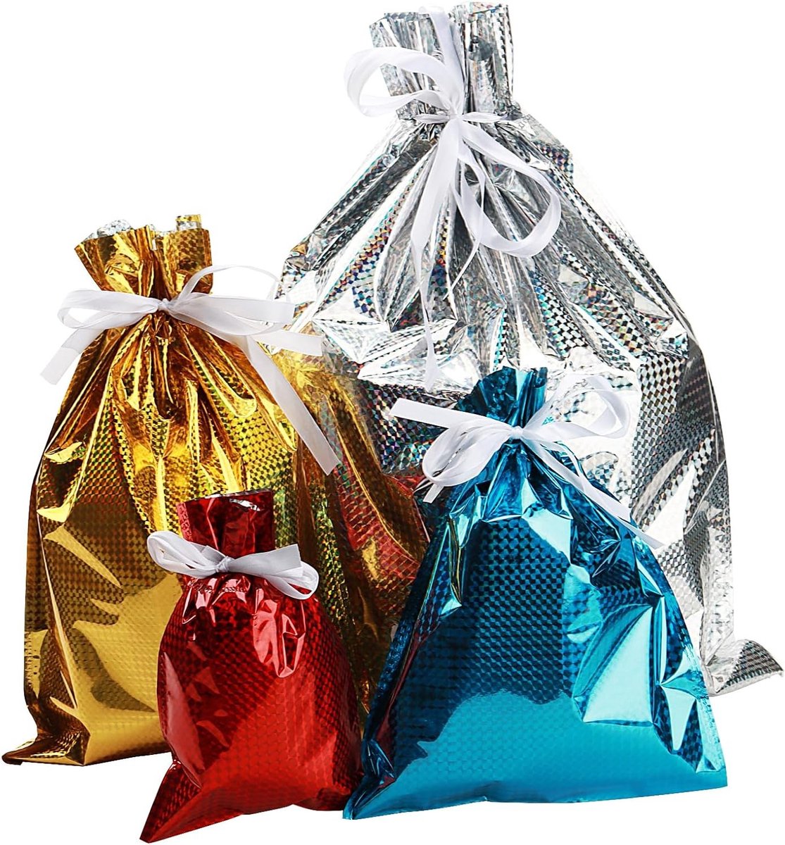 32-delige set trekkoord geschenkzakken in 4 kleuren en 4 verschillende maten voor verjaardagen, bruiloften en feesten