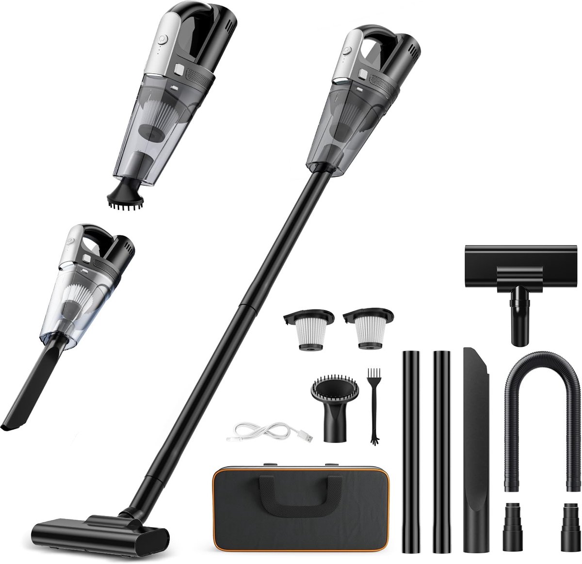 Draadloze Mini Handstofzuiger 7500–10000 Pa – Nat- en Droogfunctie – USB Oplaadbaar – Lichtgewicht – Voor Auto, Bureau, Toetsenbord, Tapijt en Huisdierharen