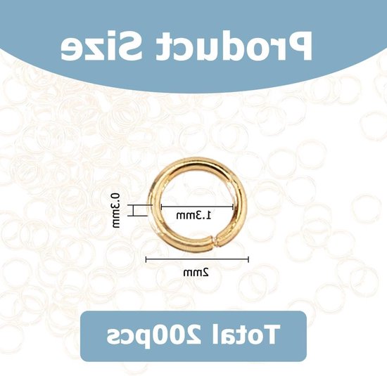 200 Stuks Open Jump Rings 2mm Goudkleurige Splitringen voor Sieraden, Kettingen, Armbanden en Oorbellen - Perfect voor DIY Creaties en Ambachten — afbeelding 5