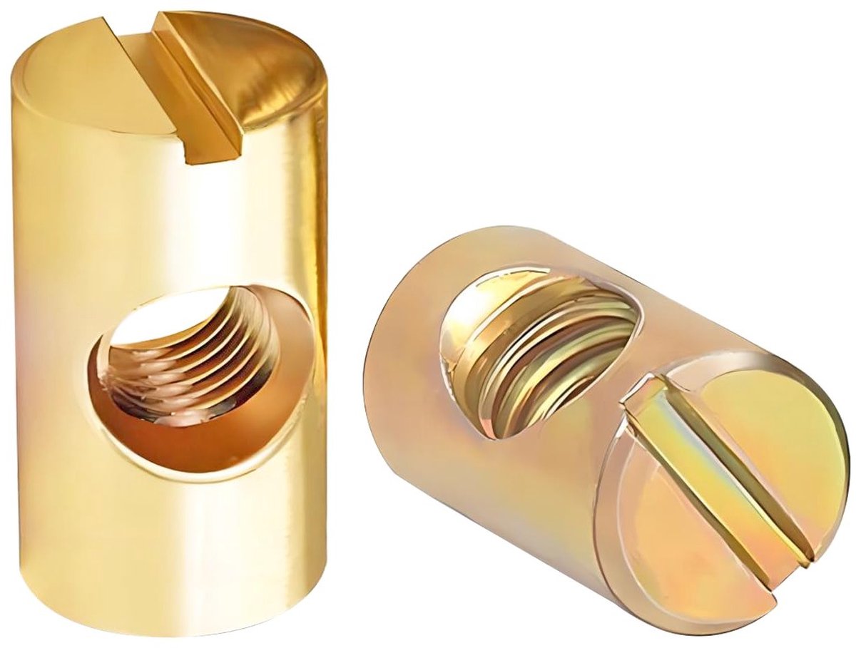 20 Stuks Barrel Nuts, Enkele Groef, Verzinkt, M6 x 20mm Cilinder Moeren voor Meubels, Kinderbed, Stoelen en Verbindingen