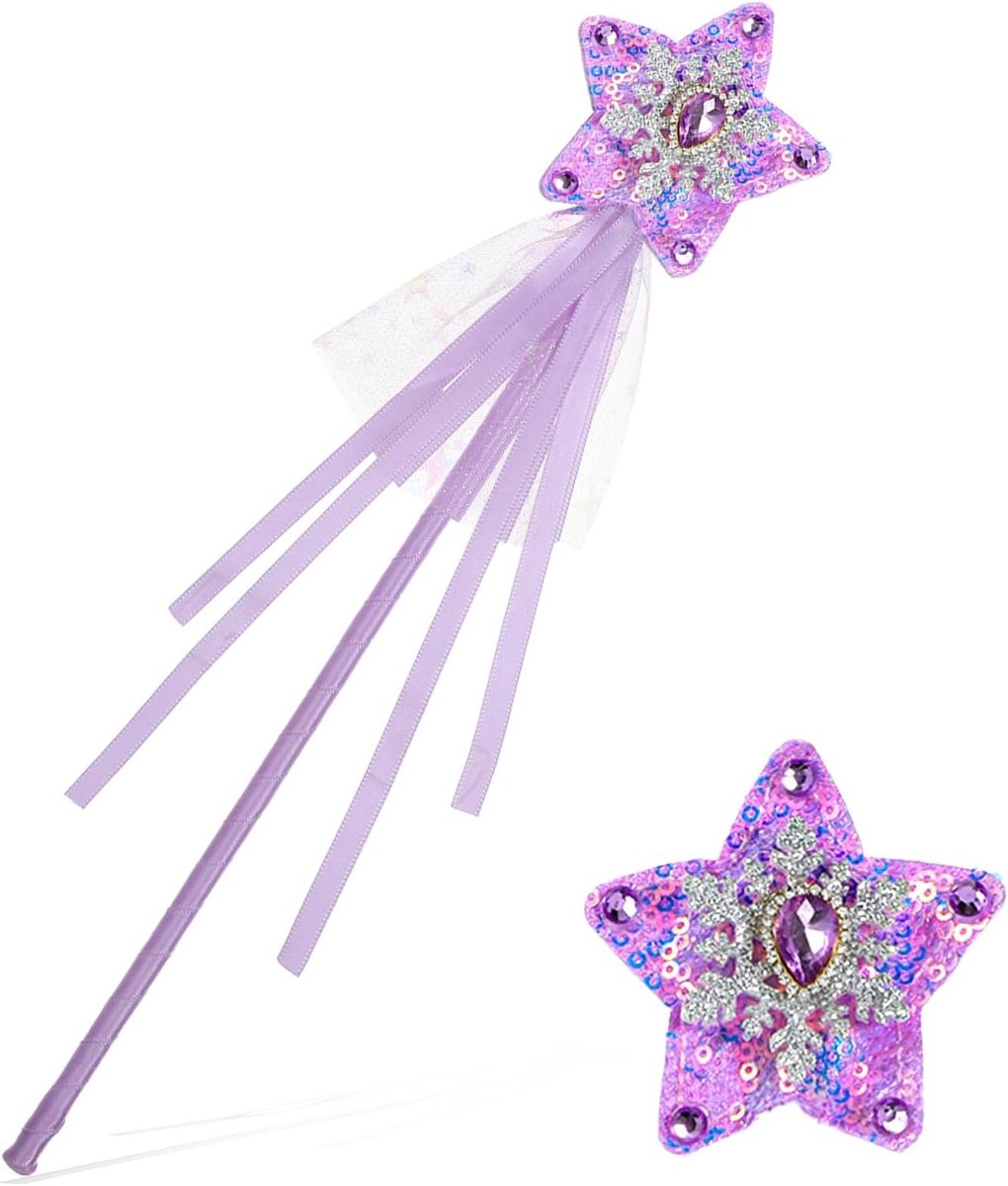 Set van 2 Pailletten Sterren Toverstokken 33cm voor Feestelijke Kostuums, Verjaardagen en Halloween Decoratie