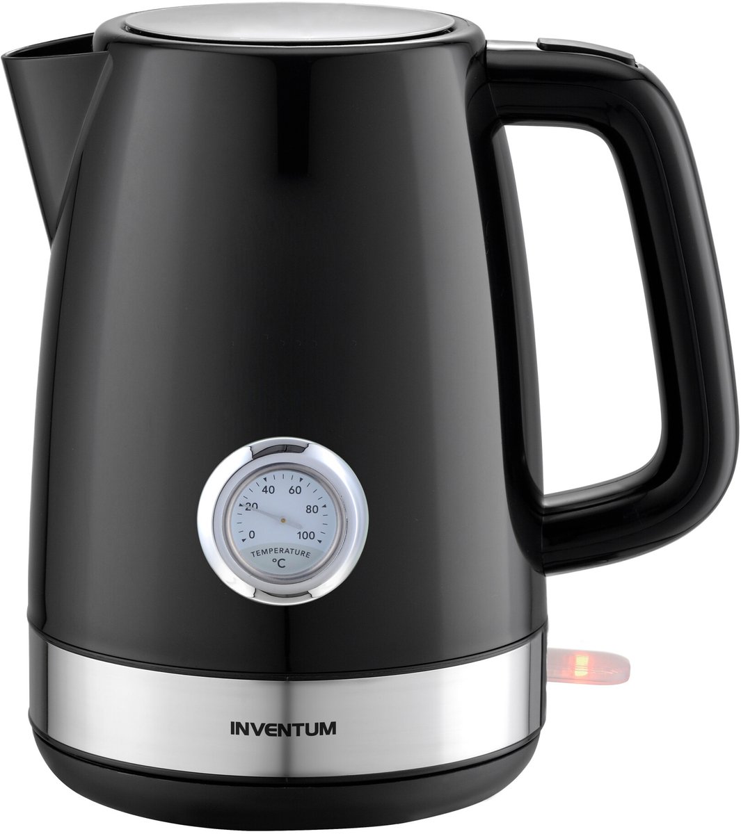 Inventum HW917B - Retro waterkoker - Inhoud 1,7 liter - Temperatuurindicator - Kunststof - 2200 watt - Zwart/RVS — afbeelding 2