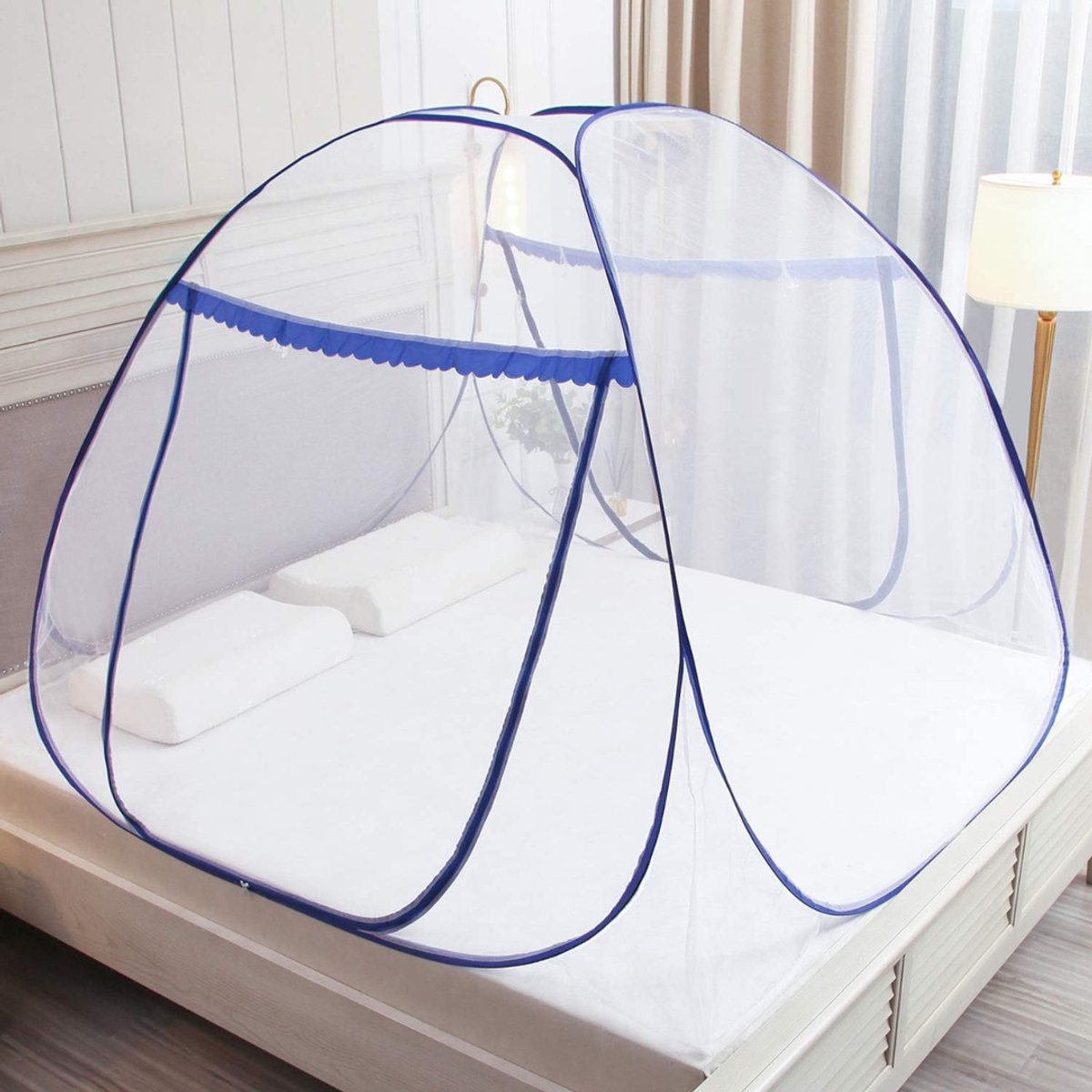 YOR® Klamboetent - Muggentent - Klamboe tent 2 Persoons - Reisklamboe - Kinderklamboe – Klamboe Bedtent - Muskietennet - Blauw - 180cm x 200cm x 150cm