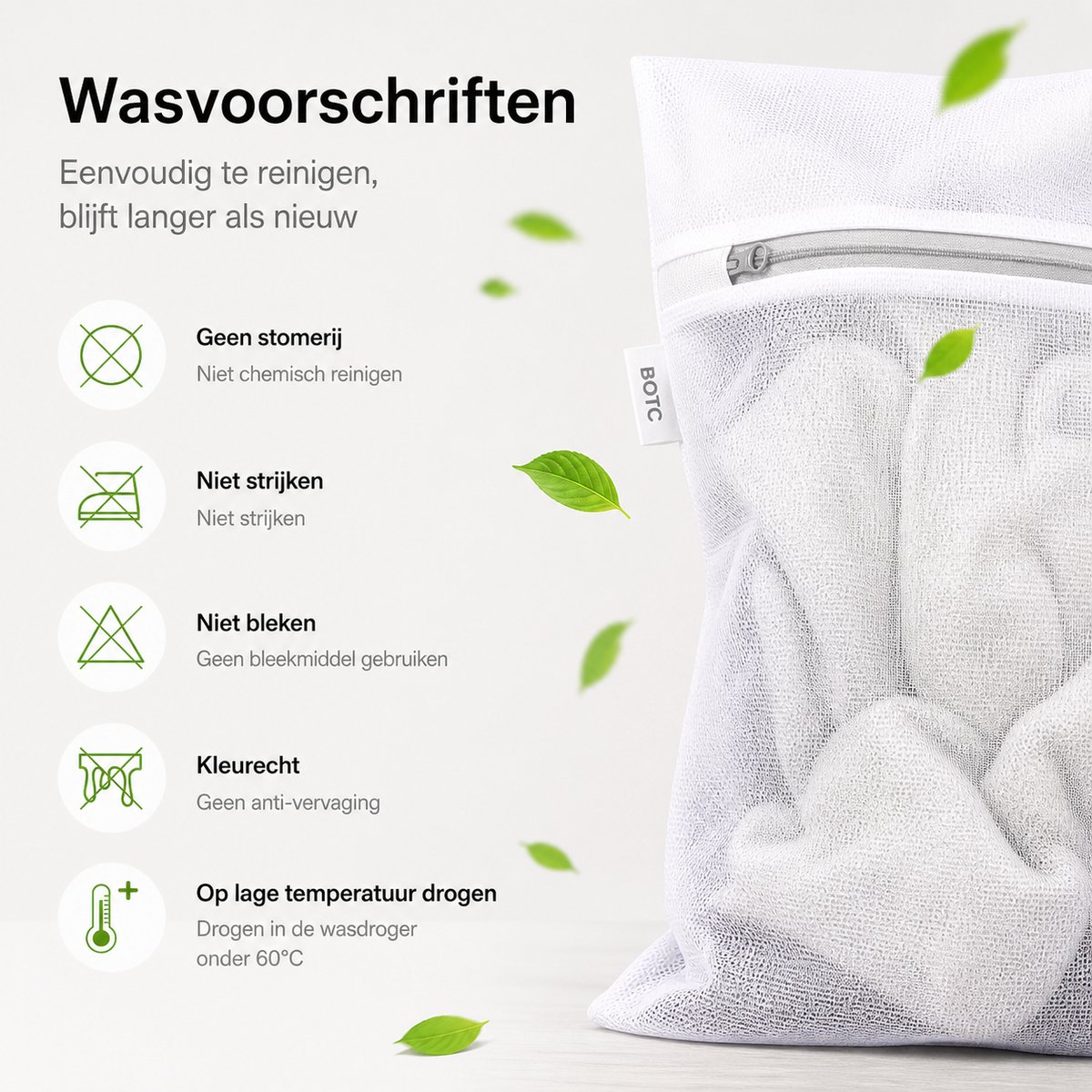 BOTC Waszakken - 90*110cm Waszak Groot - 1 set van 2 stuks - Waszak Wasmachine - Laundry bag - Waszakken - Wit — afbeelding 3
