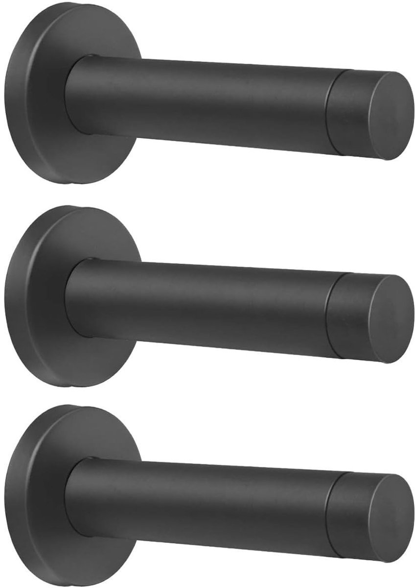 aladdien - Deurstoppers - Rubber Bumper - Matte Zwart - RVS 304 - Voor Deuren - Effectieve Stopper - Slijtbestendig