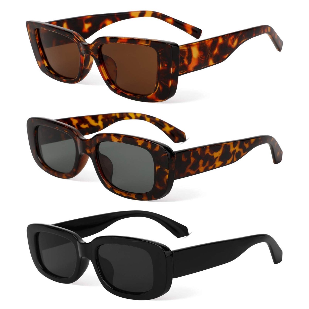aladdien - Vintage zonnebril - Retro rechthoekig - UV400-bescherming - Uniseks - Modieuze zonnebril - Perfect voor dames - Smalle bril