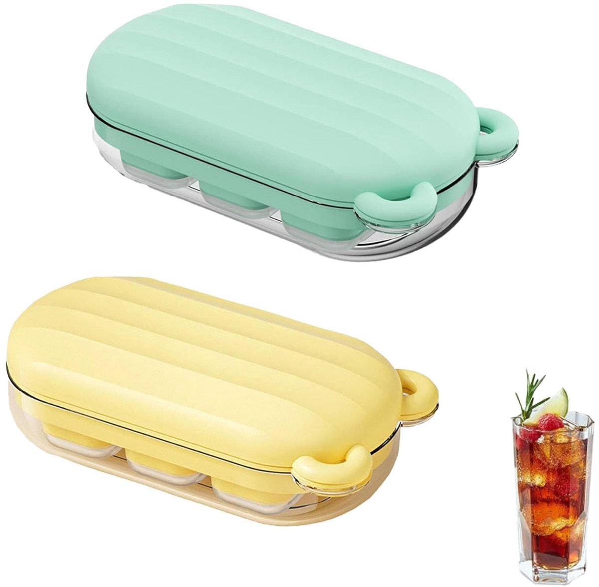 Allecto - IJsblokjesvorm - Silicone IJsblokjes Tray - Herbruikbaar - Fruit Groen en Crème - 6 Compartimenten - Voor Drankjes