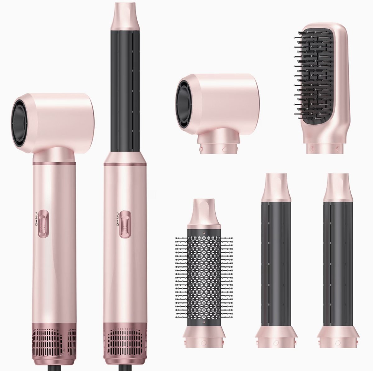5-in-1 heteluchtborstel styler – multi-styler voor krullen, stijlen en volume – föhnborstel met opzetstukken voor haarstyling en blowout