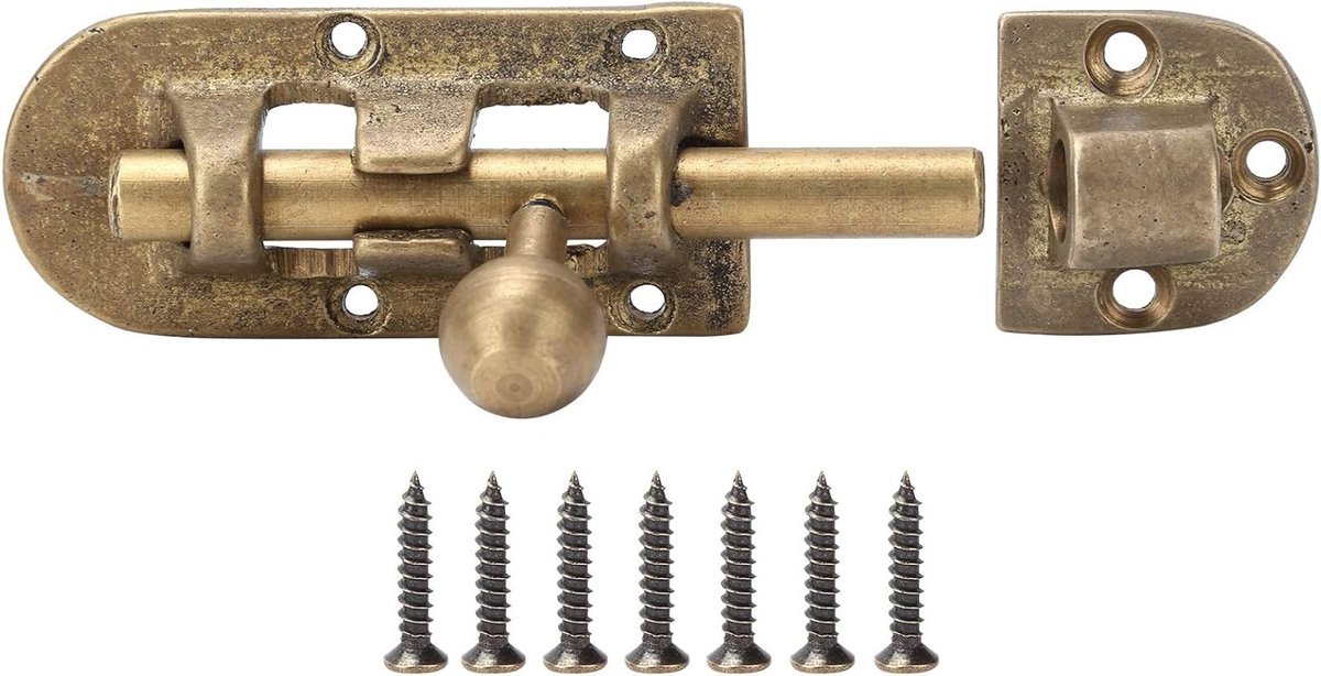 Antieke Messing Deursluiting met Sluitmechanisme voor Deuren en Ramen - Vintage Hardware Accessoires