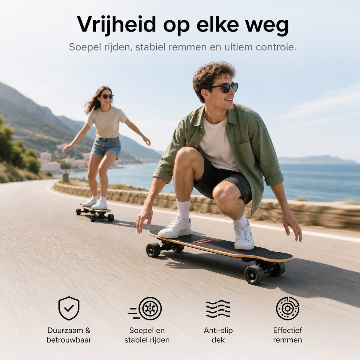 Suotu Skateboard - Longboard - 102.5x23x57.5 cm - ABEC-9 - 95A - schokabsorptie - Jongens - Meisjes - Volwassenen Skateboards — afbeelding 4