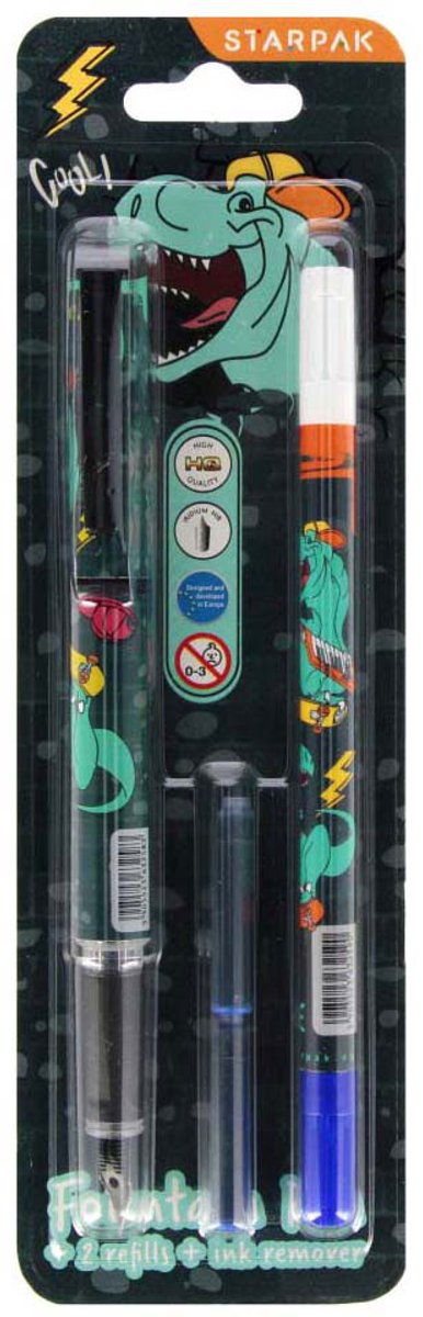 Lobbes vulpen speelgoed dino met inktwisser en extra vullingen.
