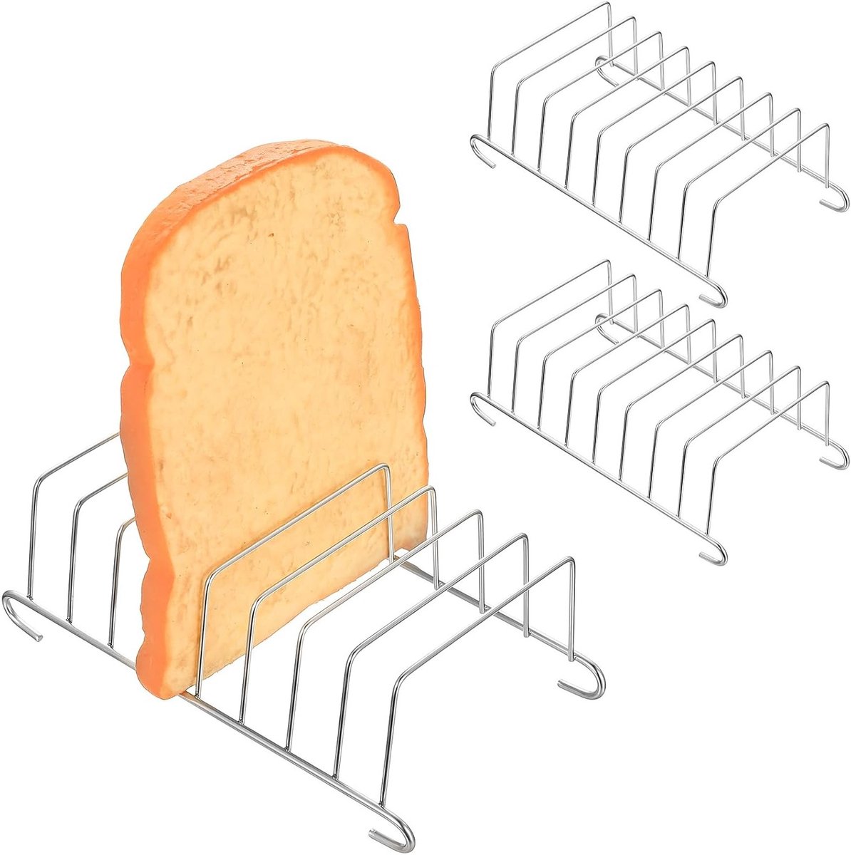 3-delige RVS Air Fryer Toast Stand voor 8 Sneetjes Brood - Verhoogde Toasterhouder, Duurzaam en Makkelijk Schoon te Maken, Ideaal voor Gezond Koken