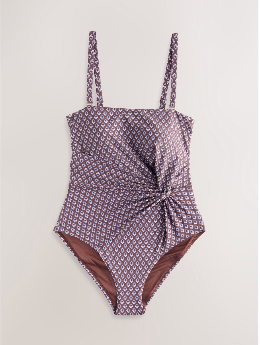 Next Dames - Gedraaid buikbedekkend bandeau-badpak - Bruin