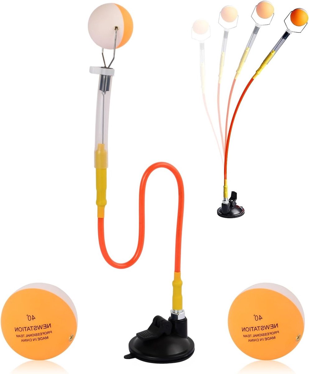 Verstelbare tafeltennistrainer met 2 ballen, zuignap en snel terugkerende balclip - Ideaal voor competitie en training in tafeltennis accessoires