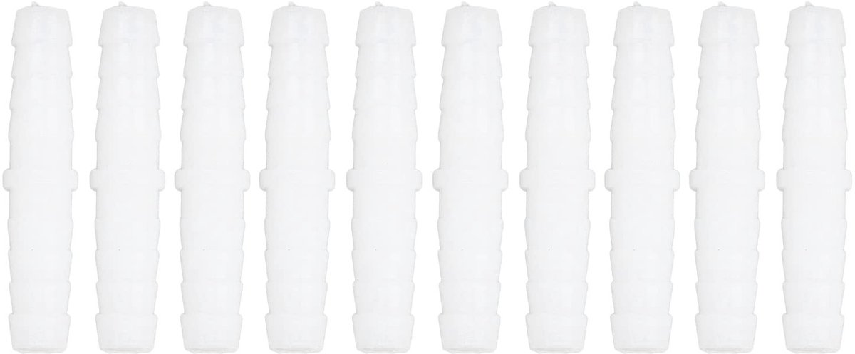 Allecto - Plastic Slangpilaar Fitting - 10 Stuks - Duurzaam en Geurloos - 6-6 mm - Geschikt voor Pompslangen en Siliconenslangen - Gebruiksvriendelijk