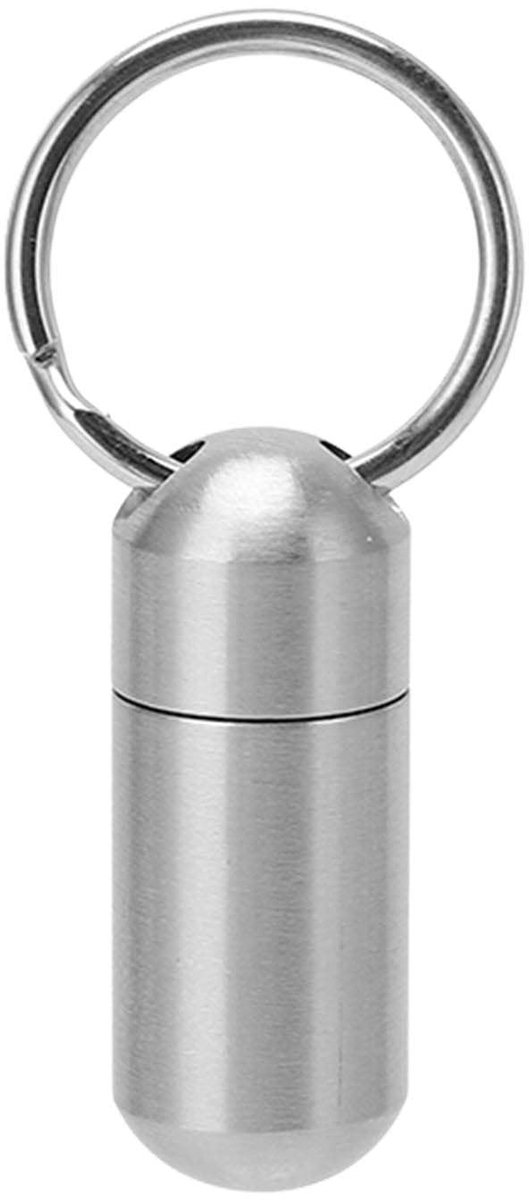 RVS Pillendoos Sleutelhanger - Duurzaam en Waterdicht voor Camping en Reizen