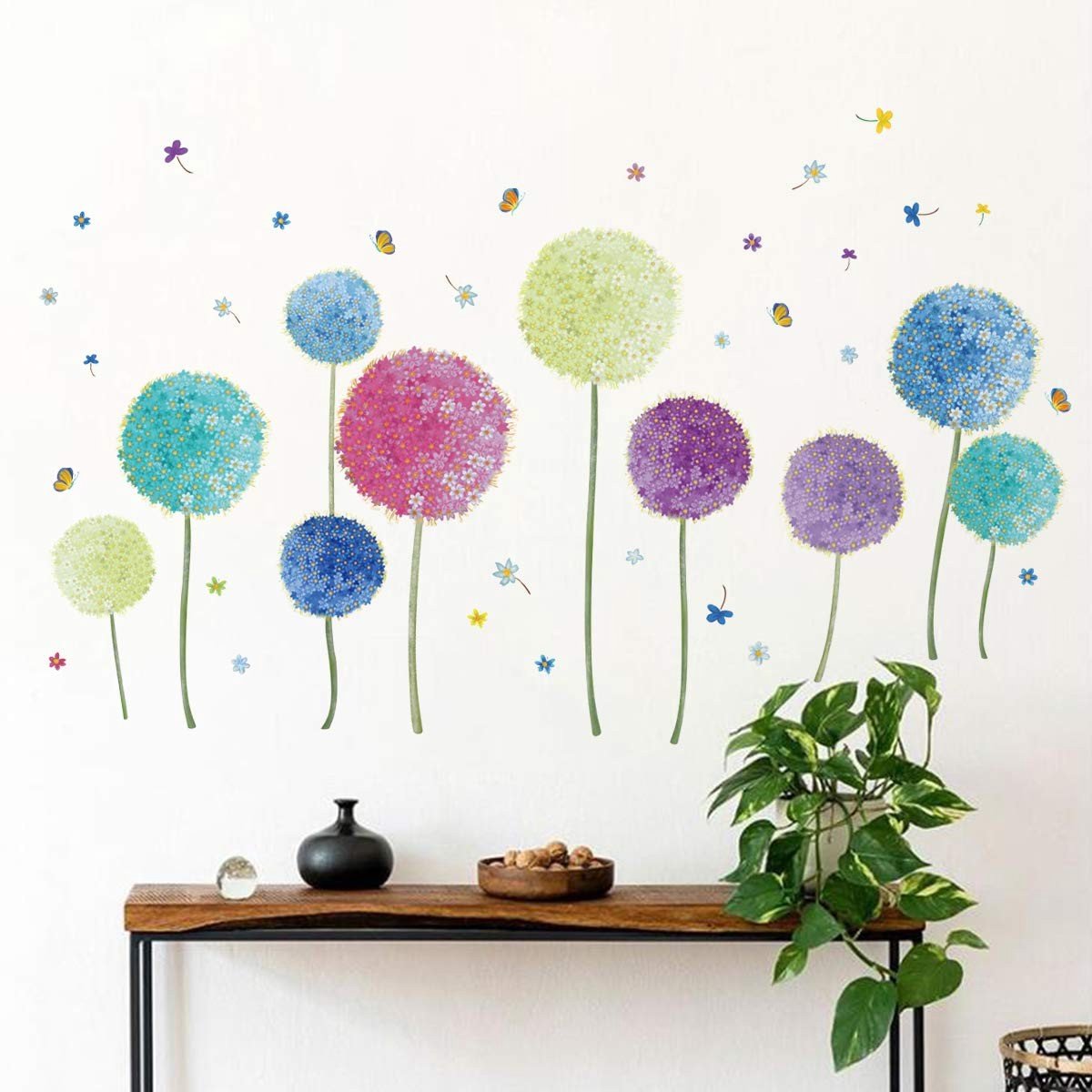ONF3 - Muursticker - Paardebloem Vlinder - Eenvoudig aan te brengen - Decoratie voor kinderkamer - Muurdecoratie - Geschikt voor iedere ruimte