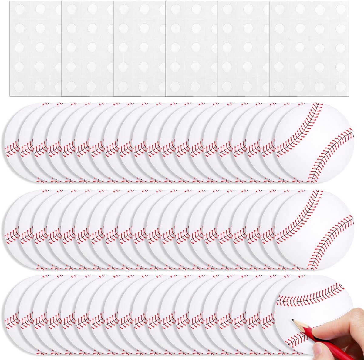 Allecto - Papieren Honkbal Slaghoutjes - 60 Stuks - Perfect voor Feestdecoraties - Inclusief Lijmpunten - Creatieve Versiering - Voor Kinderen - Fe...