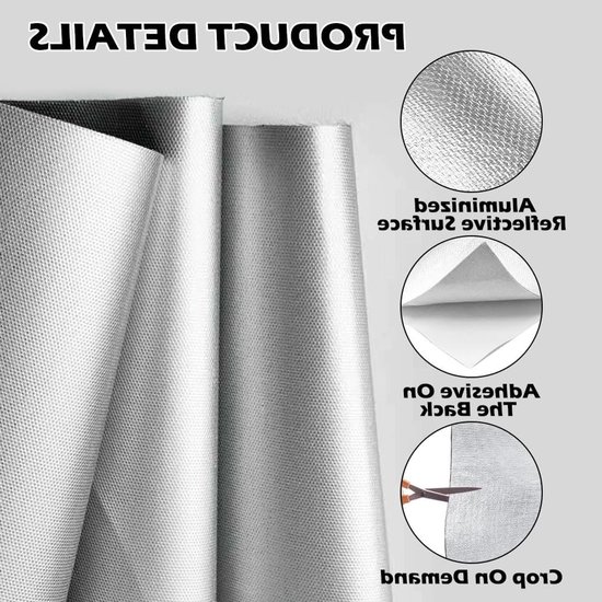 Hittebeschermingsmat van gealuminiseerd materiaal, zelfklevend, voor isolatie en bescherming van slangen (60 x 280 cm) van Merkloos — afbeelding 5