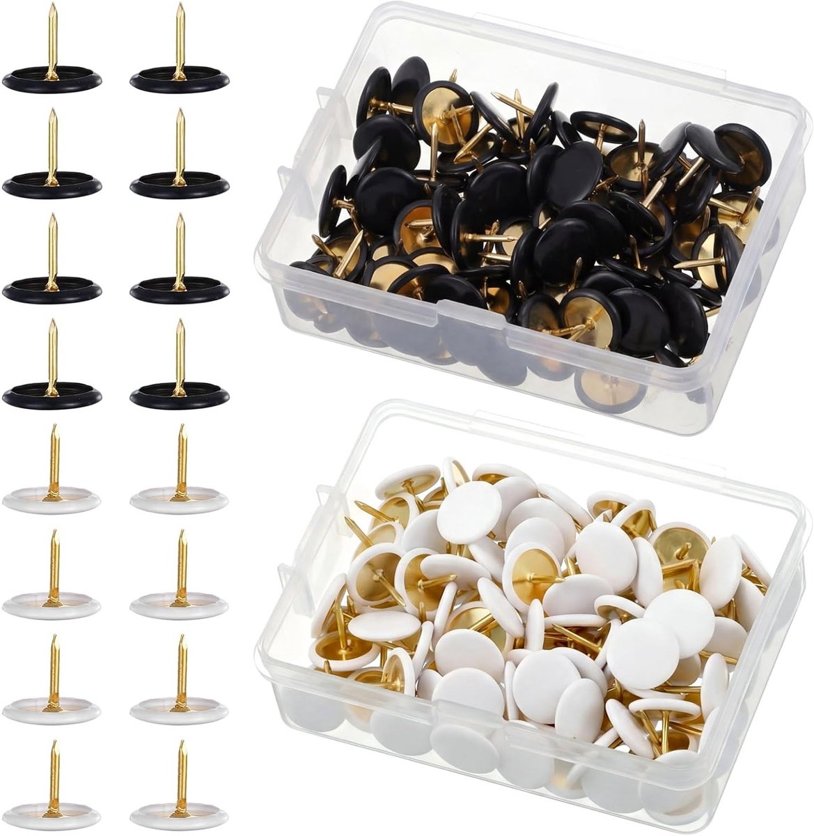 200 stuks Duurzame Push Pins 10x8mm met Plastic Hoofd voor Prikbord, Kurkbord en Wereldkaart (Zwart en Wit)