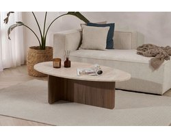 Skye Decor, Salontafel, Orba - Travertine, Venezia Walnut, Gemelamineerde spaanplaat, Travertin & Venezia walnoot, 120 x 65 x 40 cm