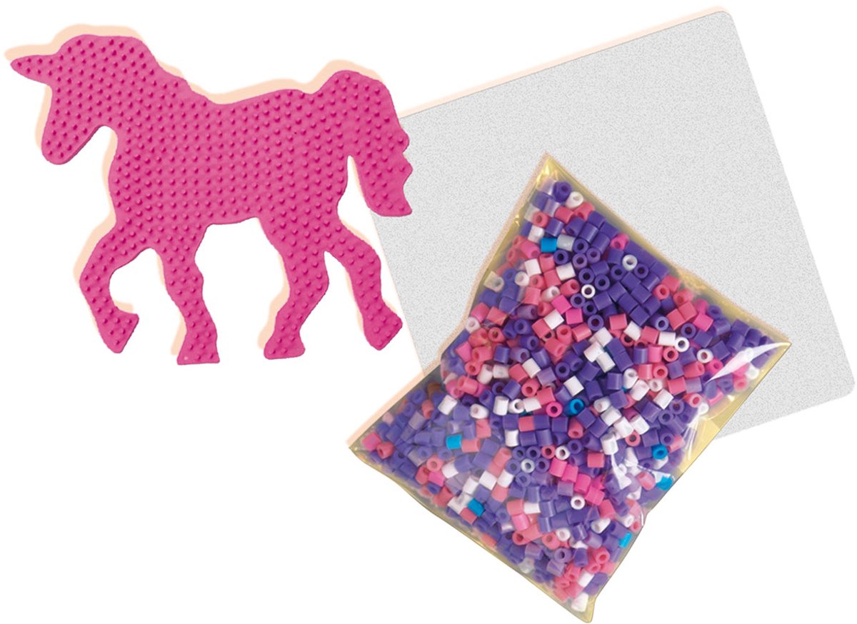 SES Creative - Beedz - Unicorn - Glow in the Dark - 1200 Strijkkralen met Grondplaten en Strijkvellen - Vanaf 5 Jaar — afbeelding 6