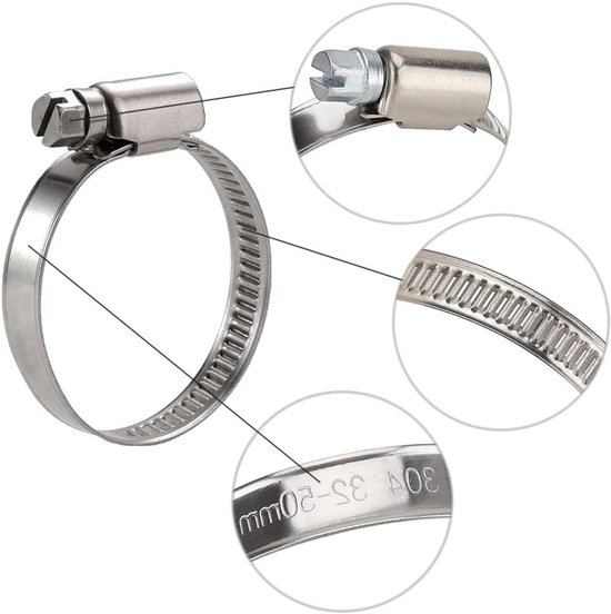 VT Goods slangklemmen - 10 stuks - Extra sterke slangklem - 32-50 mm - Water- en oliebestendig - Geschikt voor tuin, zwembad, wasmachine van VT — afbeelding 3