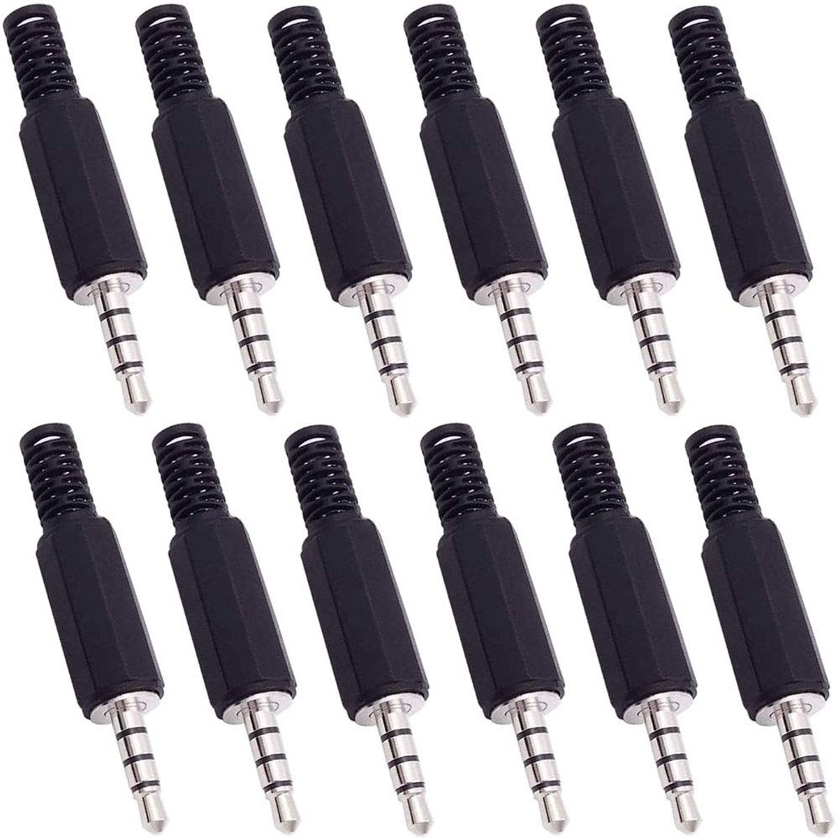 RUNCCI-YUN 12-Pack 3.5mm 4-polige Soldering Plug voor Audio en Video DIY Projecten