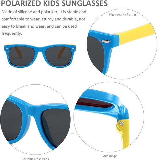 Dailygoody - Gepolariseerde zonnebril - UV-bescherming - 2 stuks - Blauw en zwart - Modieus voor kinderen - Perfect voor jongens en meisjes — afbeelding 3