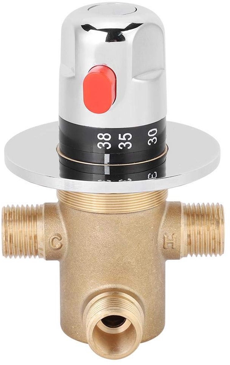 Allecto - Messing thermostatische mengklep - 3-weg kraan - Lichtgewicht en anti-verbranding ontwerp - Temperatuurmixer - Perfect voor badkamer - G1..