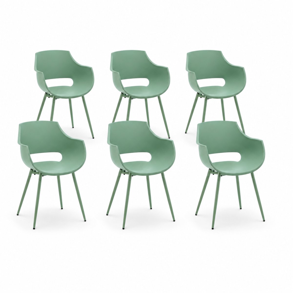 DS4U® - Louis tuinstoel - Set van 6 - Groen - Kunststof - Kuipstoel