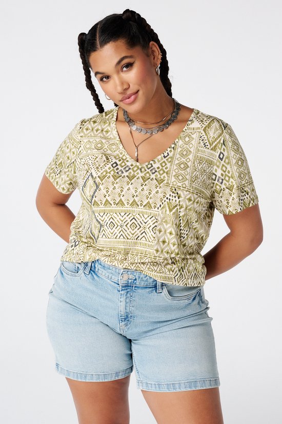 MS Mode Top Top met print en V hals