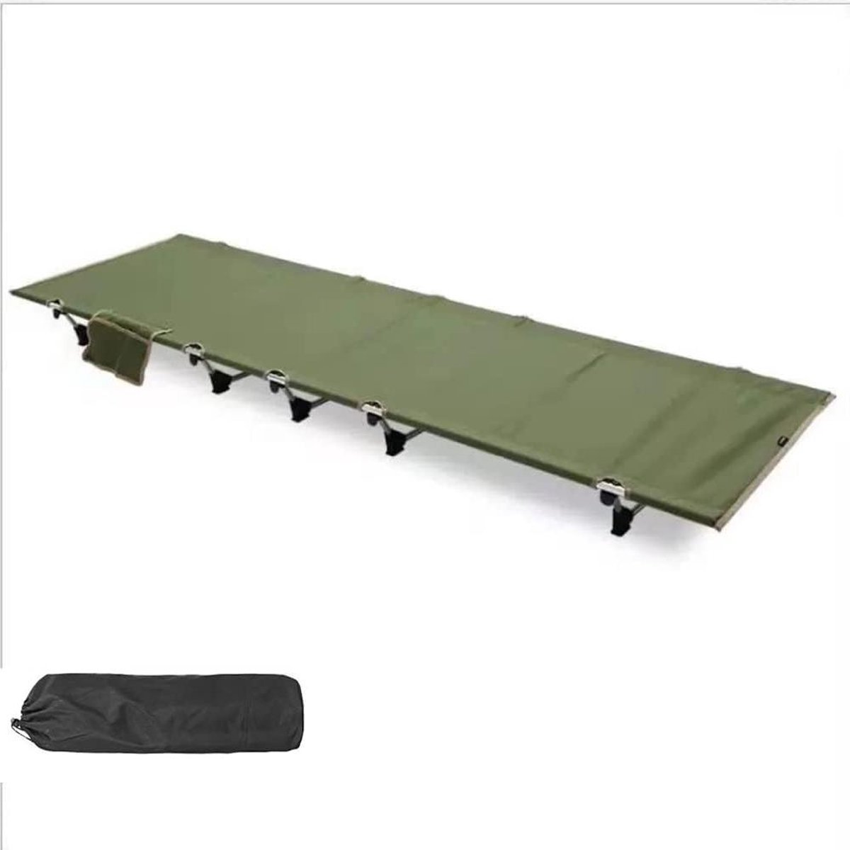 Opvouwbaar Kampeerbed - Reisbed Volwassenen - Buiten Ontspannen - Sterk Aluminium Frame - 185 cm Lang - Groen