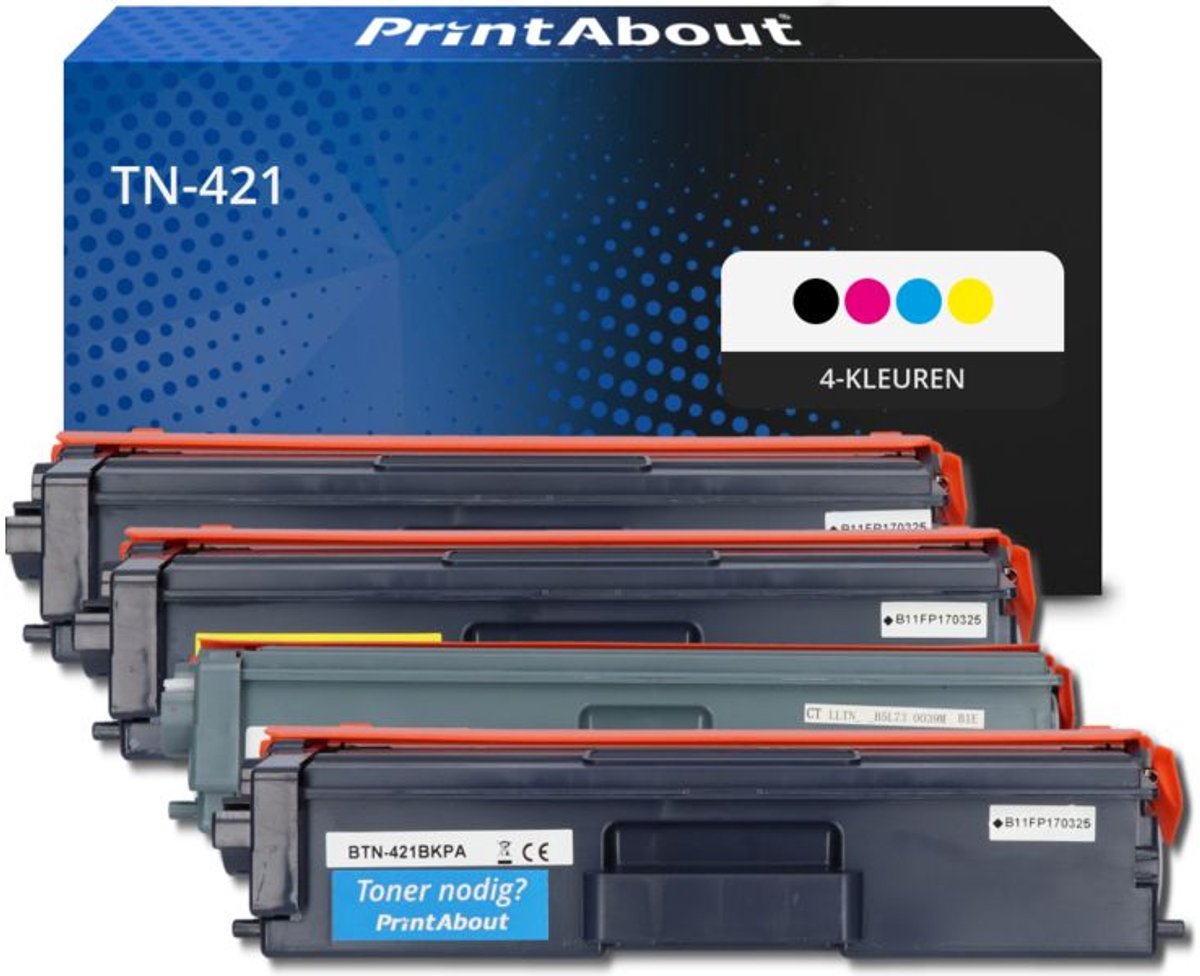 PrintAbout huismerk Toner TN-421 4-kleuren Multipack geschikt voor Brother