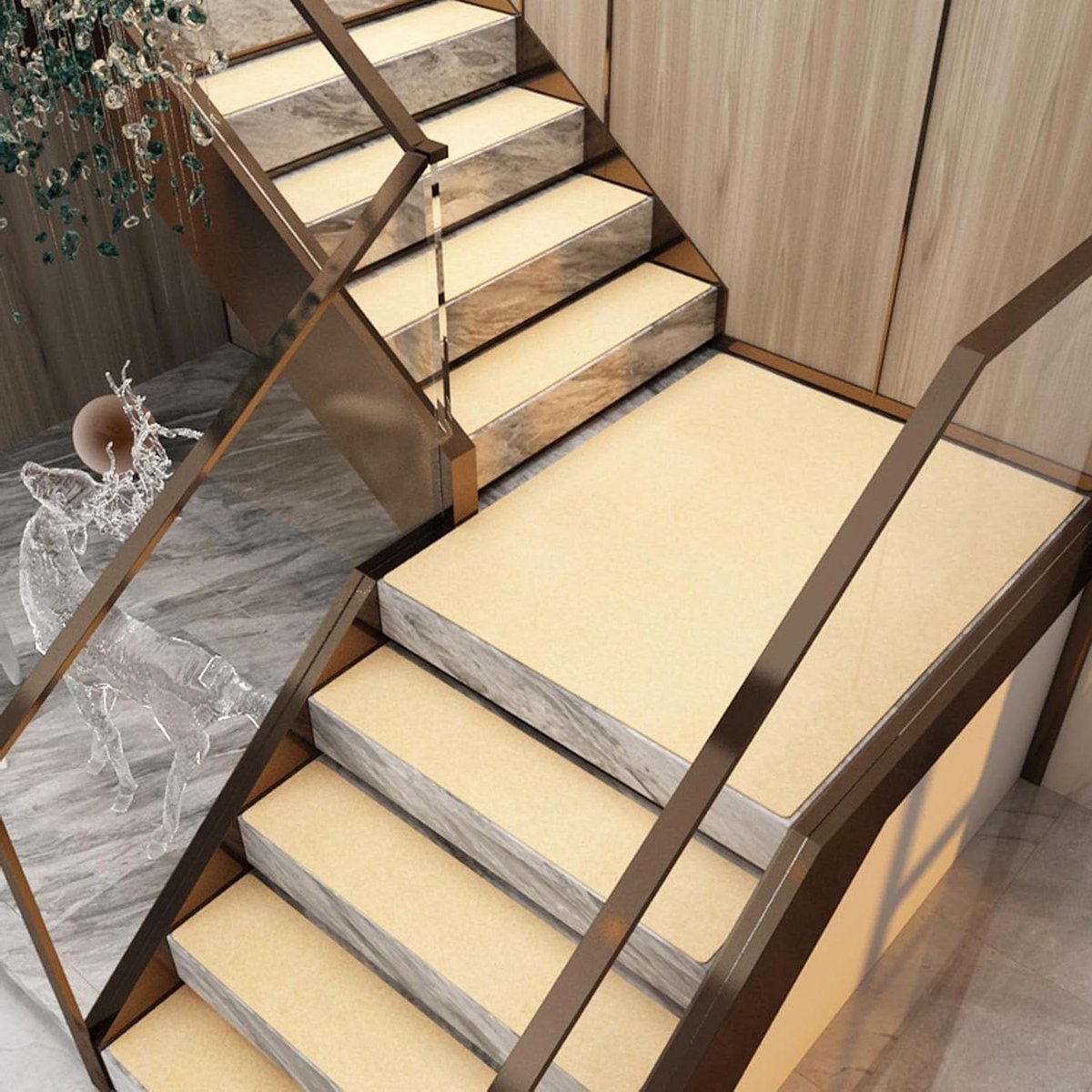 Trapmatten - Traplopers - Veilig Traplopen - Zelfklevend Antislip - 5 Stuks 65x20cm - Beige