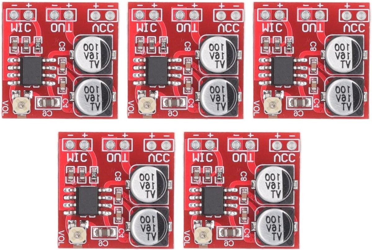 Microfoon Versterker Module - Audio Versterker Bord - Geluidsopname Versterken - Verstelbare Versterking - 5 stuks - Zwart
