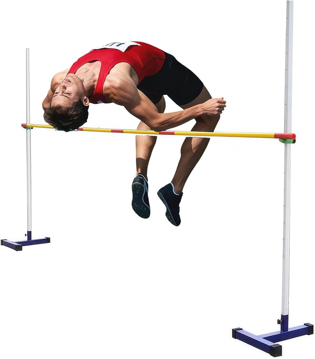 Hoogspring Stand - Trainingsapparaat Atletiek - Sporttraining Verbeteren - Nauwkeurige Hoogteverstelling - 50-200 cm - Zwart