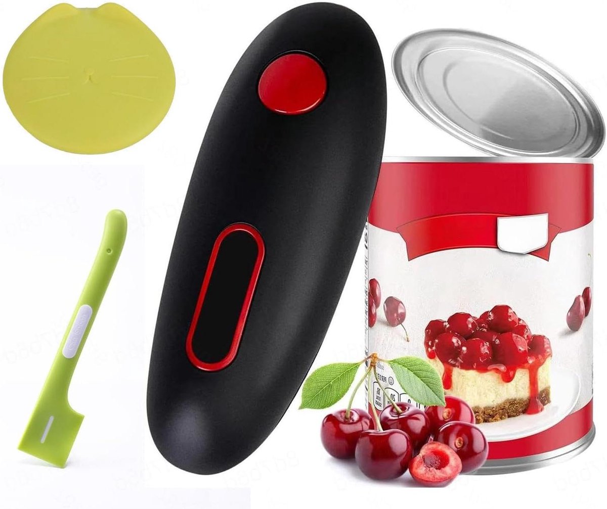 Elektrische Blikopener - Automatische Keukenopener - Keuken Gemak - Gladde Randen - 17 cm - Zwart