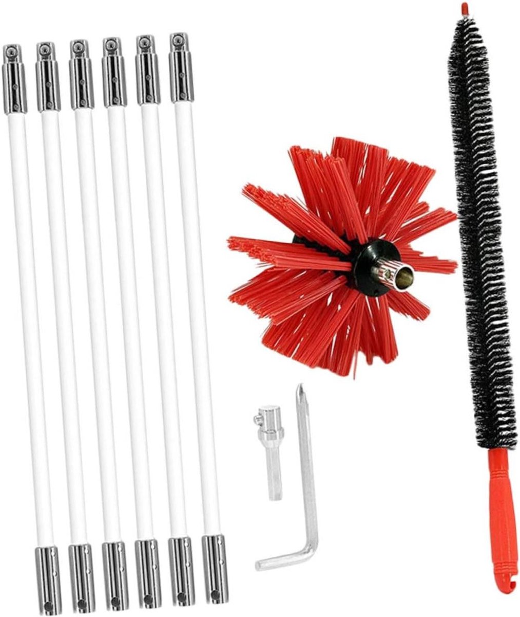 Schoorsteenborstel Set - Droger Vent Borstel - Schoorsteen Reinigen - Flexibele Nylon Borstelkop - 41 x 41 x 41 cm