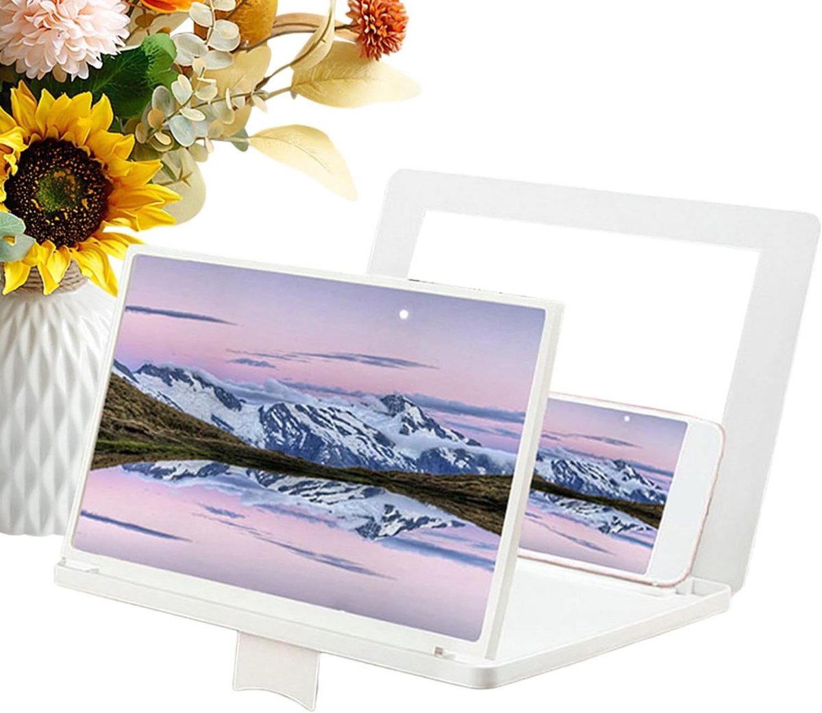 Telefoon Schermvergroter - Vergrootglas Projector - Film Kijken - Opvouwbaar Standaard - 30 Cm - Wit