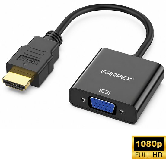 Adaptateur Garpex HDMI vers VGA avec résolution Full HD 1080p.