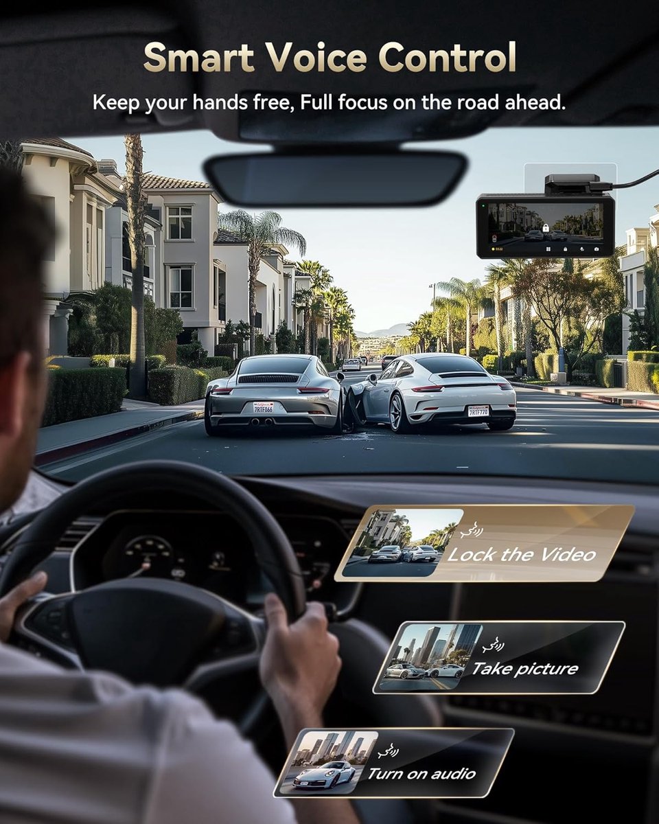 RedTiger F77 VO2 - Dual Dashcam voor auto - Ultra 4K & 4K - Voor en Achter Camera - 2026 model - Met Touchscreen - WiFi en GPS - 4.0 Inch met App - Sony Sensor Nachtzicht - Dashcams - Parkeerbewaking - G Sensor - Loop opname - 128GB Intern geheugen thumbnail 8